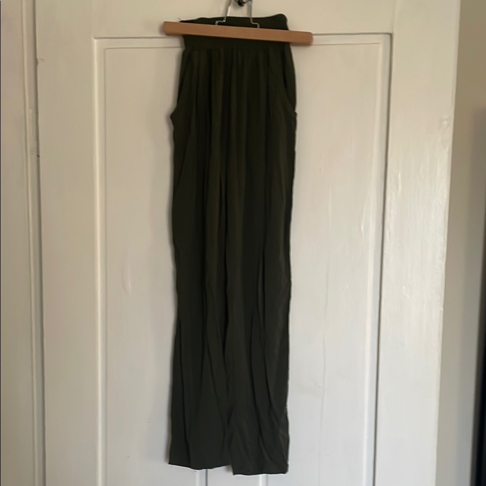 Olive Green Wide-Leg Pants